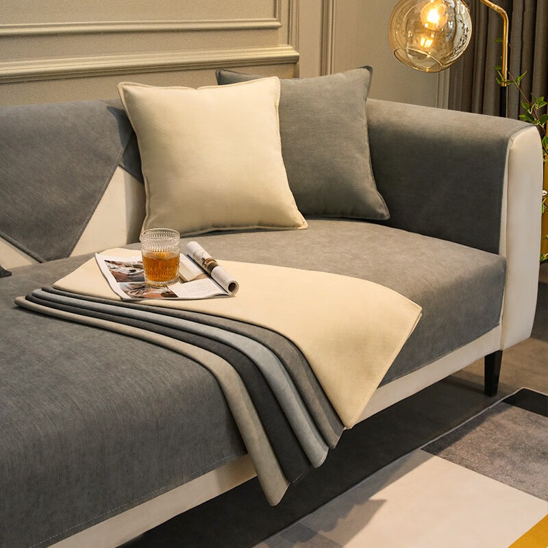 沙发垫简约现代纯色风沙发四季通用防滑坐垫全盖布定做 莫奈-灰色 70*