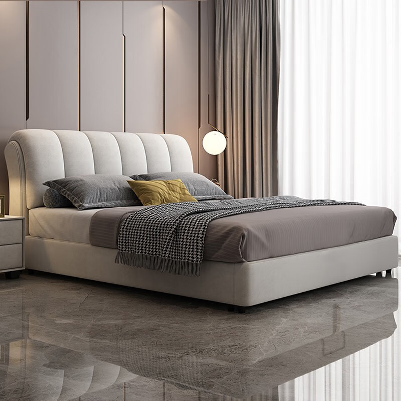 禧厢苑布艺床现代简约北欧科技双人主卧18米轻奢免洗实木小户型15布床