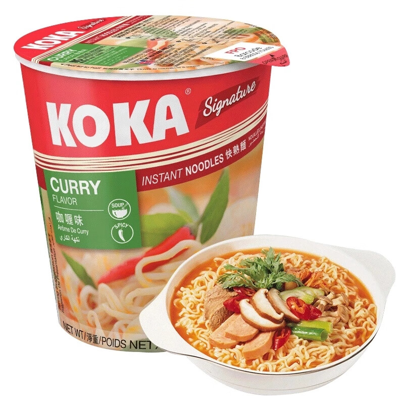 可口新加坡进口方便面koka可口咖喱味快熟面 70g/杯 网红泡面 进口