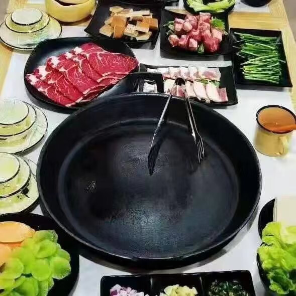 PJ贵州烙锅拱形生铁锅烧烤洋芋不沾生铁平底炸土豆加厚家用商用罗 用商用罗锅