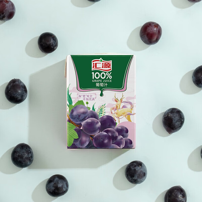 汇源葡萄汁汇源果汁纯果汁饮料浓缩0添加果蔬汁 葡萄汁200ml*12盒【无
