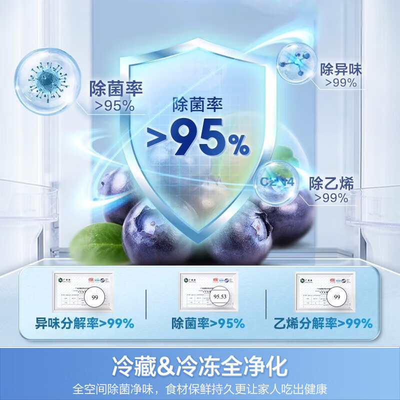 容声（Ronshen）501L十字对开双开门家用风冷无霜变频一级能效大容量嵌入式四开门电冰箱独立双系统离子净味超薄