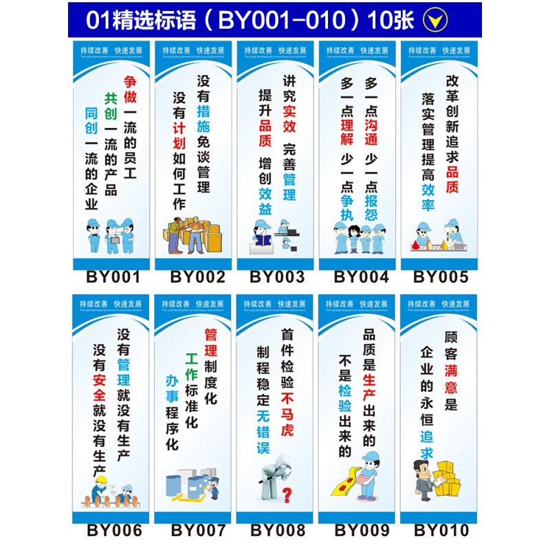 生产文化品质量仓库消防食堂环保各类宣传墙贴 01精选标语(kt板宽包边