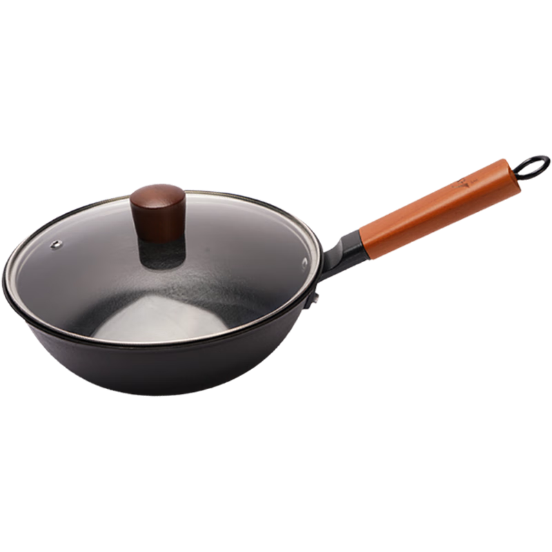 宏江四川宏江铁锅家用铸铁奶锅生铁锅无涂层儿童宝宝炒菜锅辅食小锅 24辅食免开锅+玻璃盖	