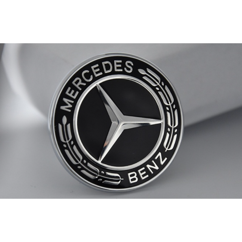 娅琦奔驰腾势x专用改装立体车标前盖机发动机星徽标志 方向盘标 黑色