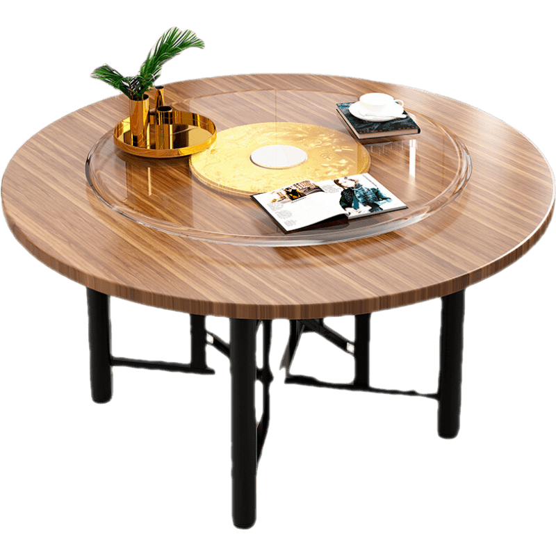 实木餐桌椅组合现代简约家用小户型吃饭圆桌子酒店折叠简易大排档 1.2米整圆 单独桌面