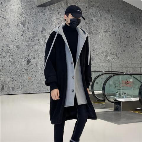 顿冉冬天衣服男装潮流搭配三件套冬装男风衣外套加绒加厚两件羊羔毛拼