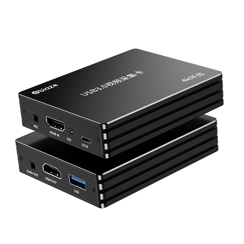 毕亚兹 高清视频采集卡器4K环出 适用PS4/Switch笔记本电脑手机游戏直播会议音视频USB3.0录制盒