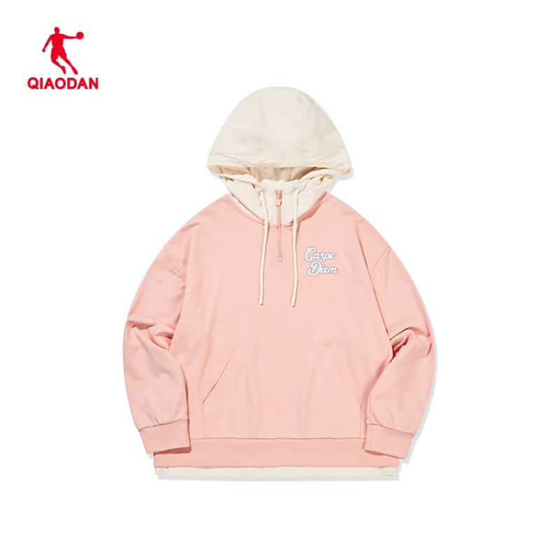 乔丹(qiaodan) 运动外套女2023冬款针织上衣连帽卫衣gwd32222553 杏