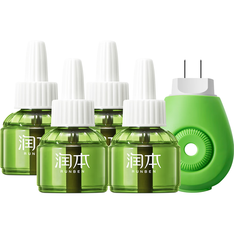 润本（RUNBEN）电蚊香液无味 婴儿宝宝儿童舒缓棒驱蚊液插电式蚊香加热器防蚊液 45ml 4瓶 +1器【驱蚊一夏】