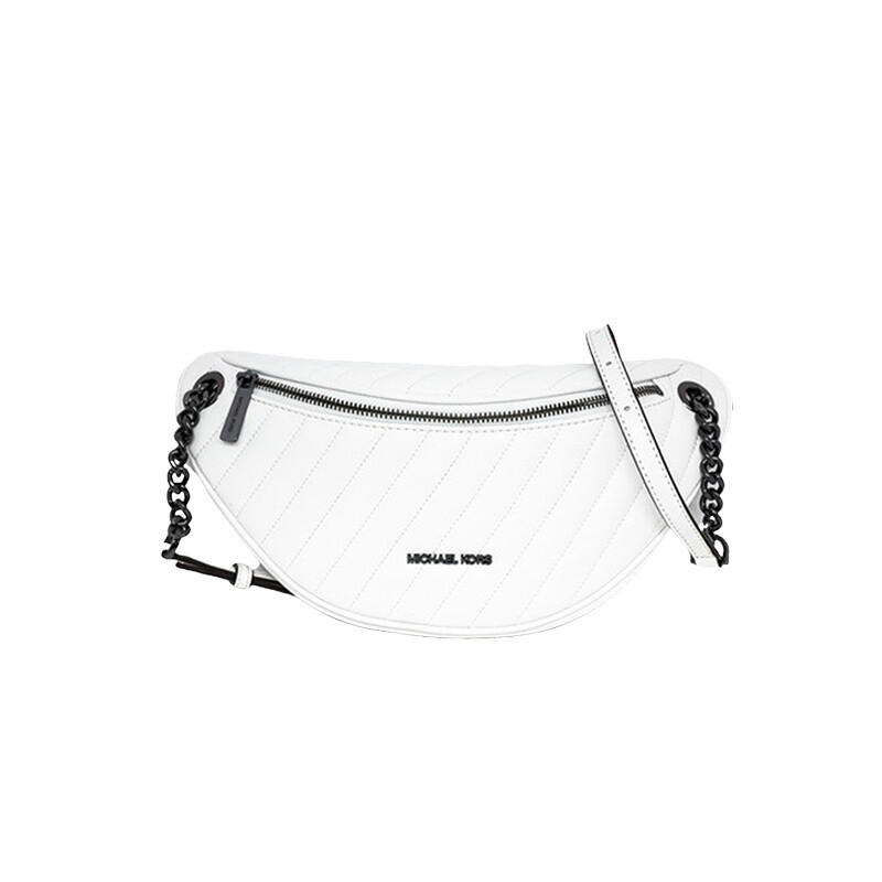 kors mk女包女士小香风腰包单肩链条包 白银35t0sp6m3l-optic white