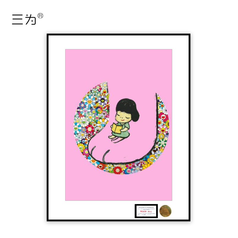 带装裱death nyc限量版画《经典动漫》亲笔签名可爱卡通装饰画收藏