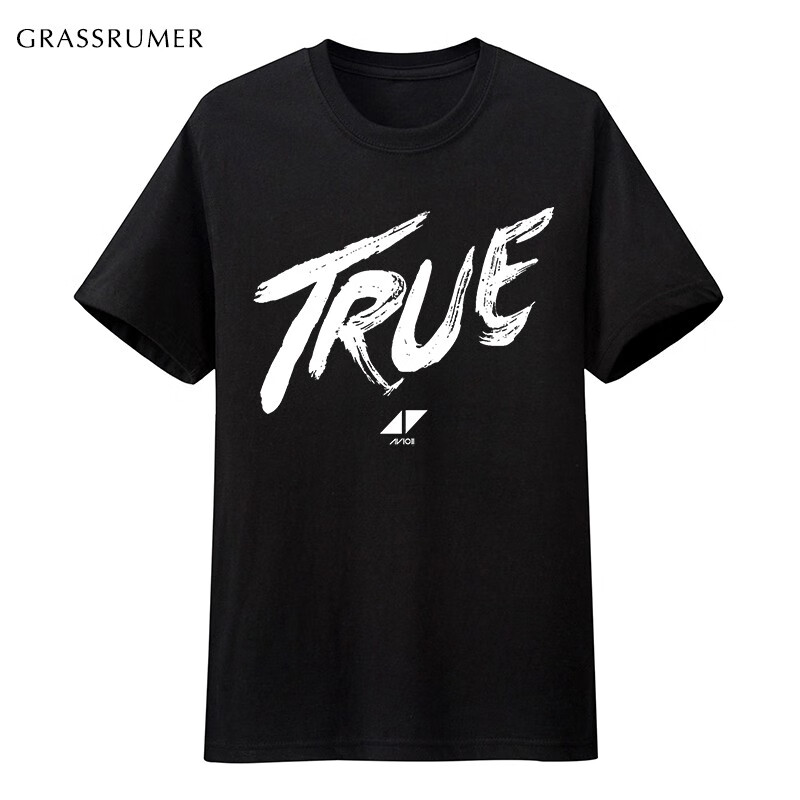 百大DJ瑞典A神艾维奇 Avicii TRUE纪念短袖t恤男电音半袖体恤夏季 TRUE 黑色 XS（80斤到110斤）