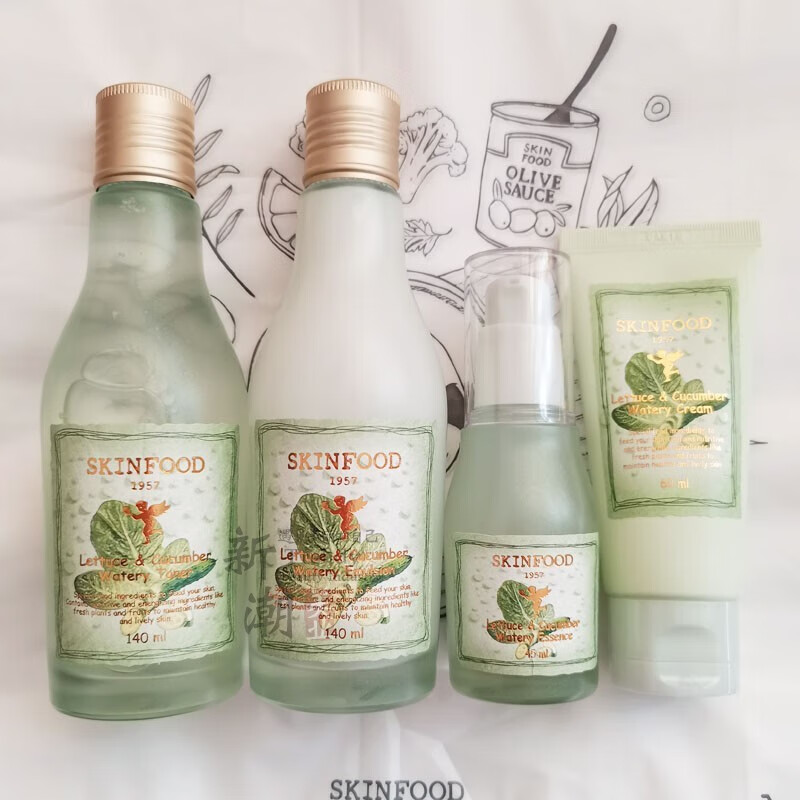 思亲肤（skinfood）莴苣/生菜黄瓜爽肤水乳液精华面霜黄瓜水乳霜 水+乳+面霜+精华