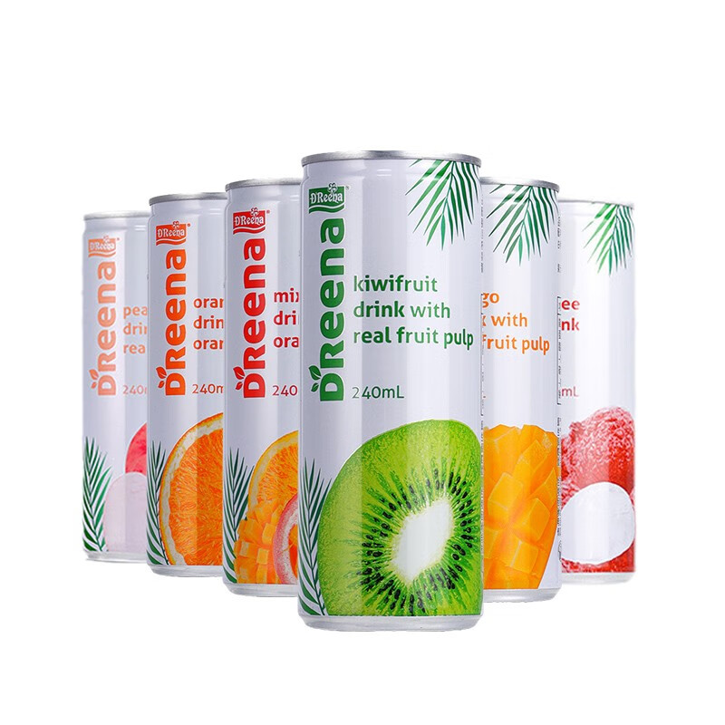 特丽娜(dreena)马来西亚进口果汁240ml*6罐水蜜桃味葡萄味饮料 【6罐