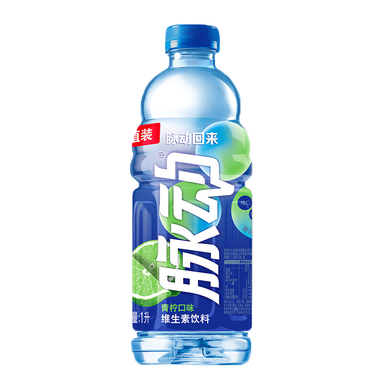 Mizone 脉动 青柠水蜜桃口味1L*5瓶 尝鲜装低糖0脂维生素c饮料 2口味混合1L*2瓶