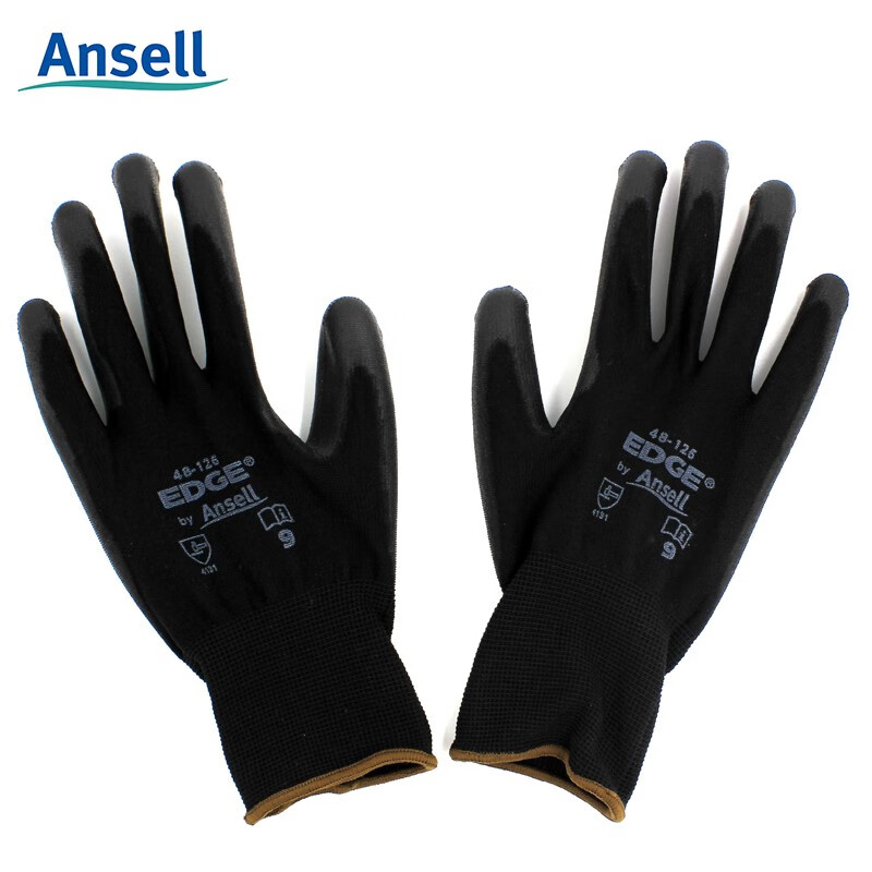 安思尔ansell 劳保手套 耐磨工作防滑透气pu涂层浸掌涤纶抗撕裂 48