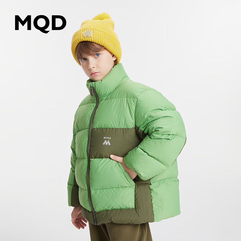 MQD三防抗菌绒儿童立领羽绒服松绿/黑色