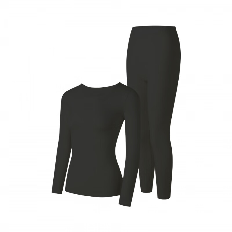 佧森滋棉秋衣秋裤男女士情侣薄款圆领弹力棉毛衫保暖内衣套装批发 女G2019黑色 M