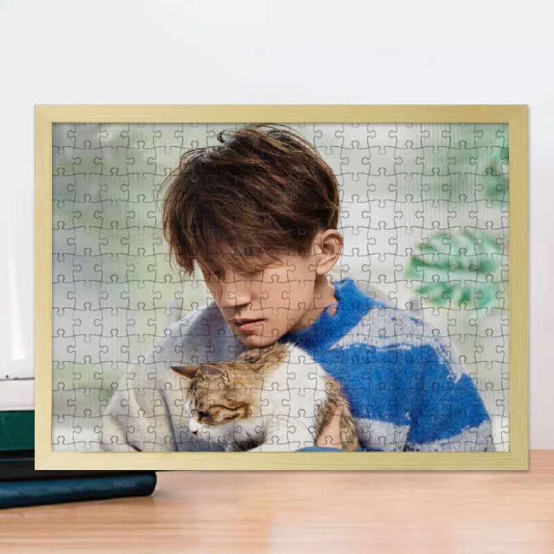 萌依儿易烊千玺专辑刘艳芬拼图易烊千玺拼图木制相框图片照片情人节