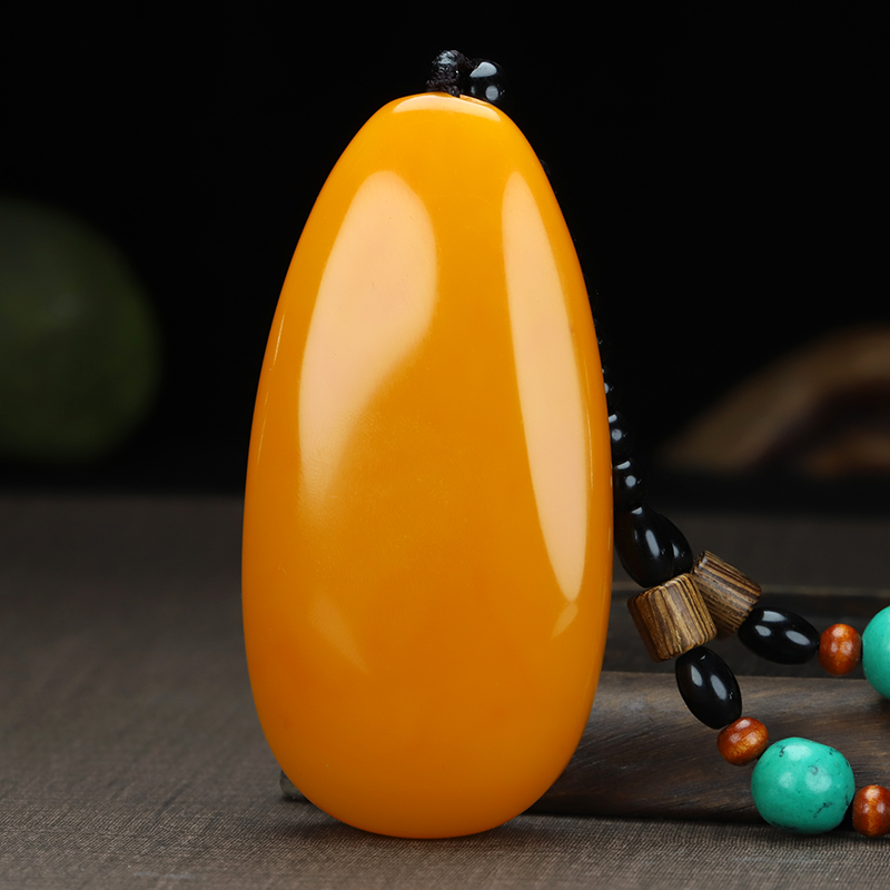 岑枫 原石手把件鸡油黄玉原石手玩件吊坠手把件挂件