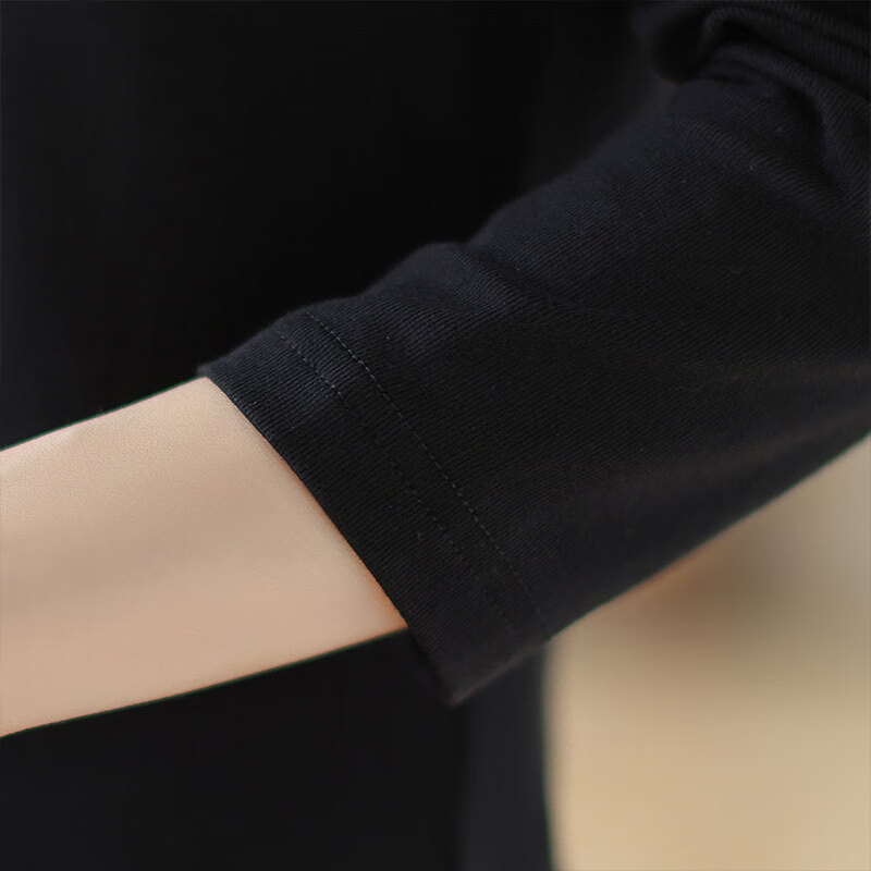 子牧棉麻秋装 女韩版长袖半高领弹力打底衫T恤(270克)8675 孔雀蓝 L (建议105-115斤)