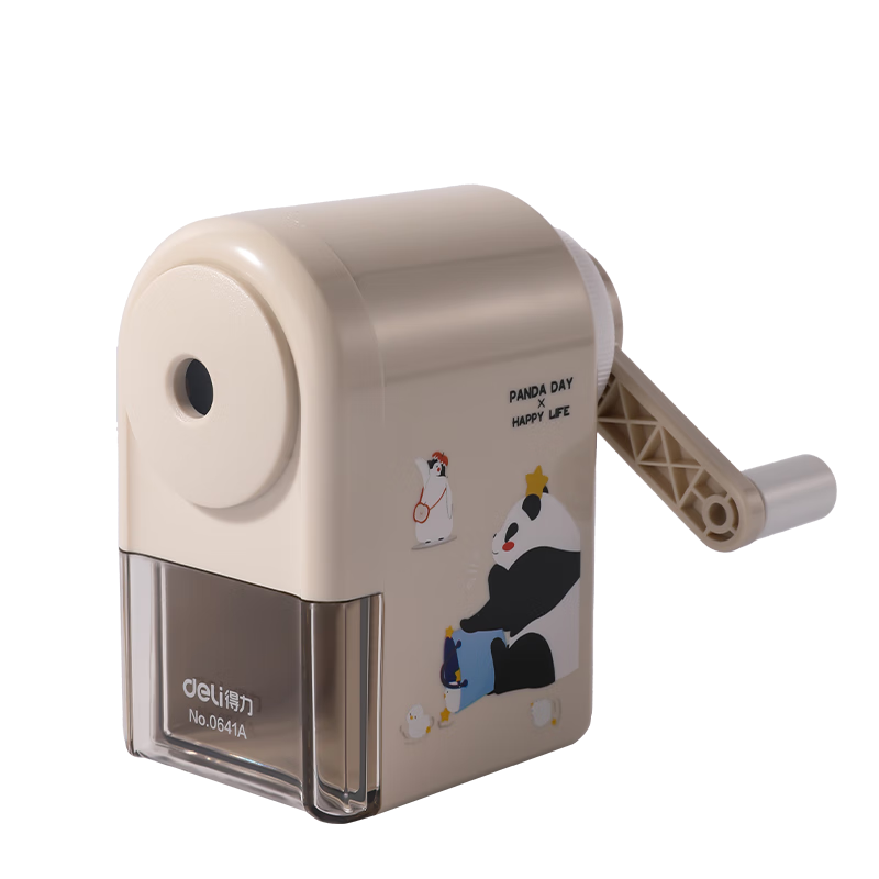 得力（deli）自動進筆削筆機熊貓學(xué)生手搖卷筆刀轉(zhuǎn)筆刀/卡通鉛筆刀削筆刀學(xué)生文具開學(xué)考試生日禮物白色