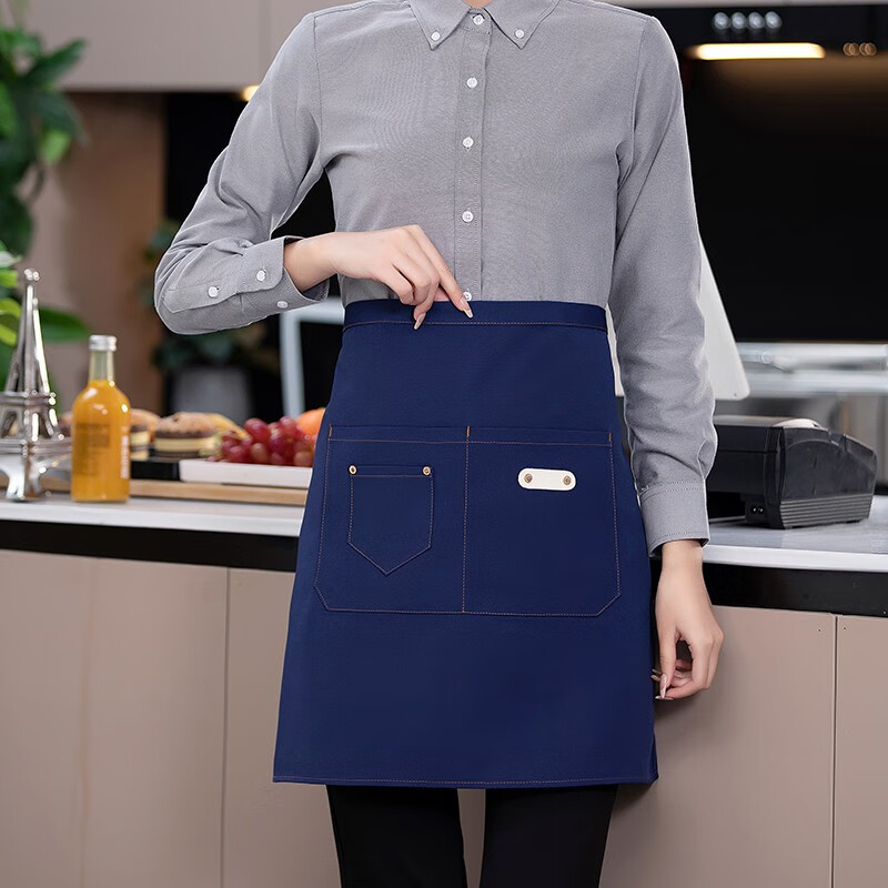 靓玄儿服务员半身围裙餐饮西餐咖啡厅酒店厨师半截帆布防水围裙定制