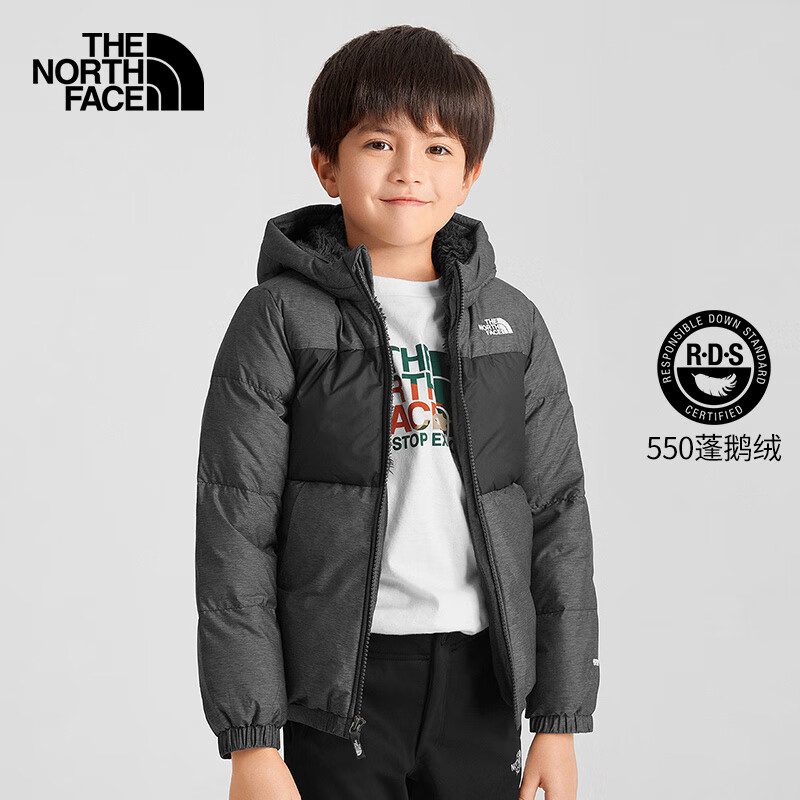 THE NORTH FACE北面童装2021秋冬新款男童羽绒服鹅绒外套4TK9 DYY/灰色 130cm