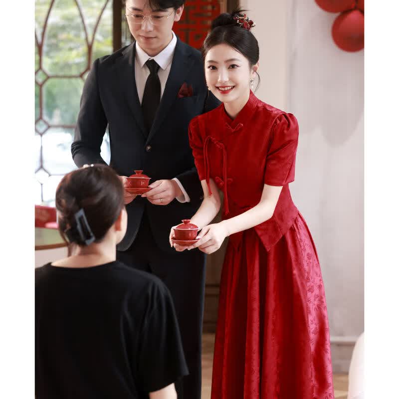 沫婉琦中式敬酒服2023新款新娘回门服红色裙子订婚礼服女旗袍秀禾服嫁衣 WX673酒红色 XS怎么样,好用不?