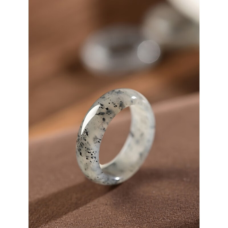 青鹊凰新疆和田玉青花籽料玉戒指 个性戒圈男女简约小众设计玉石 和田