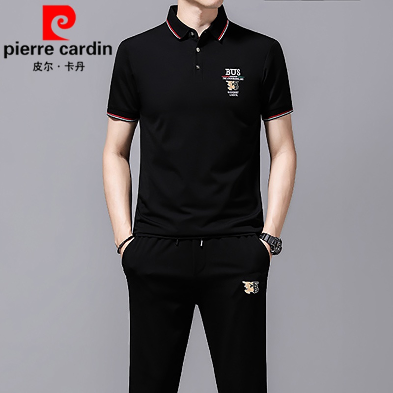cardin)品牌男装短袖t恤套装欧货刺绣纯棉t恤衫长裤运动休闲两件套