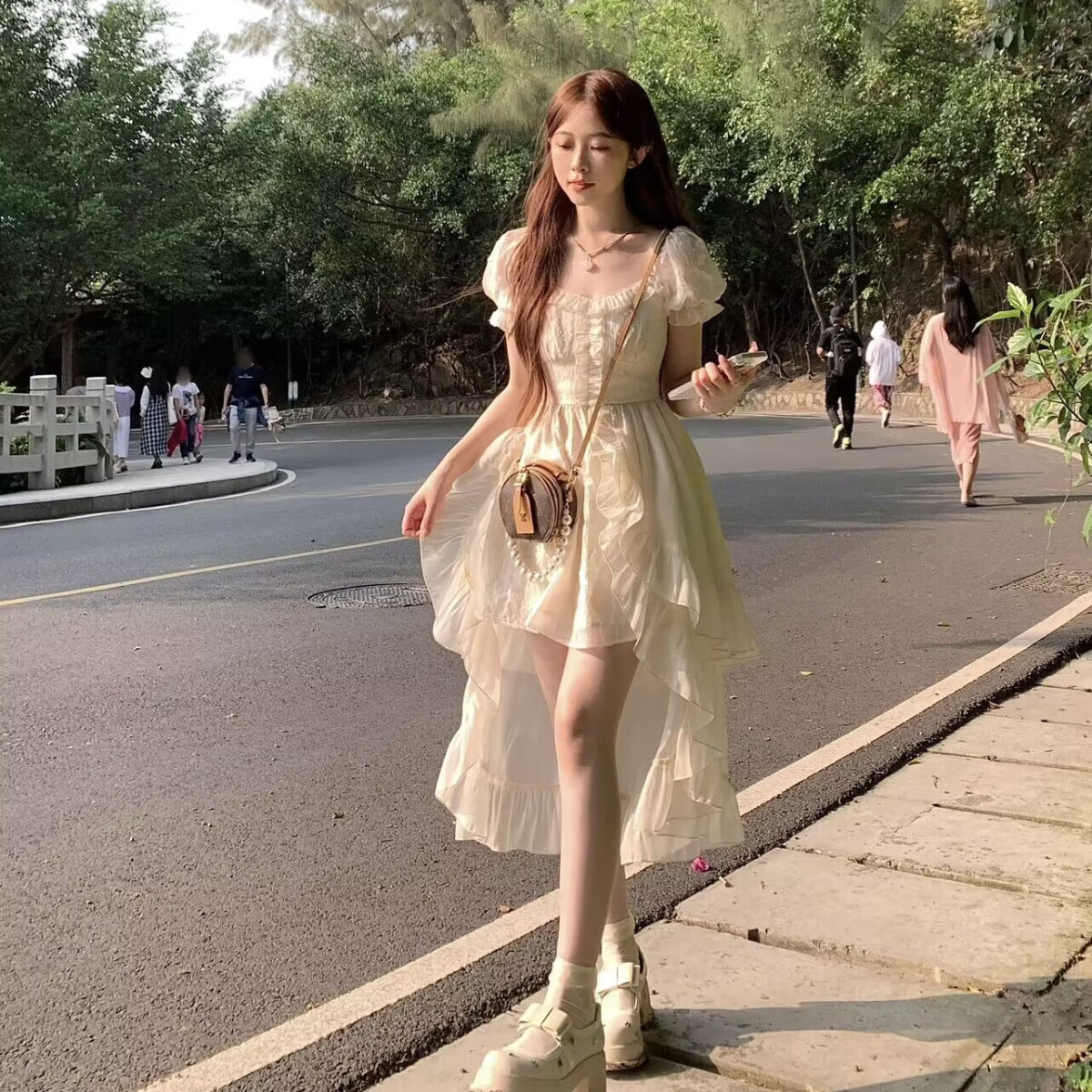 妙夕漫情人节约会穿公主裙成人蓬蓬裙心动恋曲 不规则前短后长裙摆