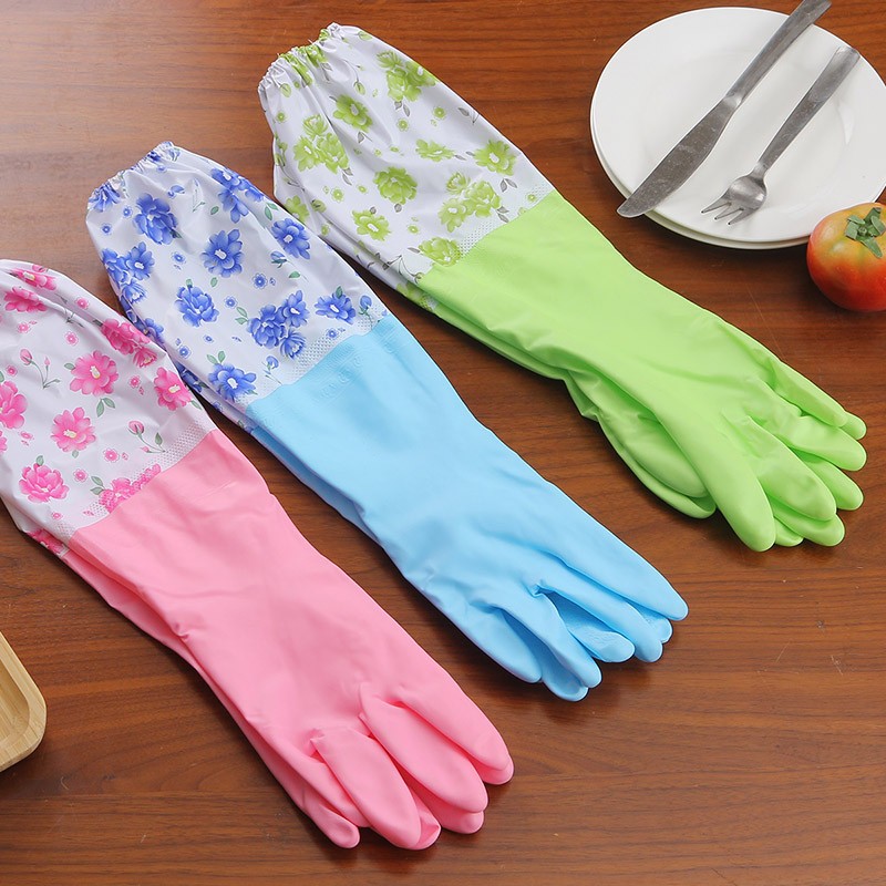 欧润哲 洗碗手套 家居厨房长版防水保暖加绒冬季型乳胶橡胶清洁手套(3