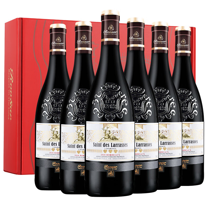 罗莎庄园法国AOP原瓶进口红酒整箱 维克多三钻波尔多干红葡萄酒6瓶礼盒装