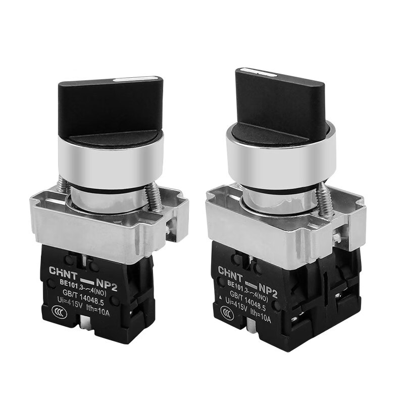 旋钮开关二位自锁np2-bd21三位bd33自复位转换53按钮常开常闭 np2-bd