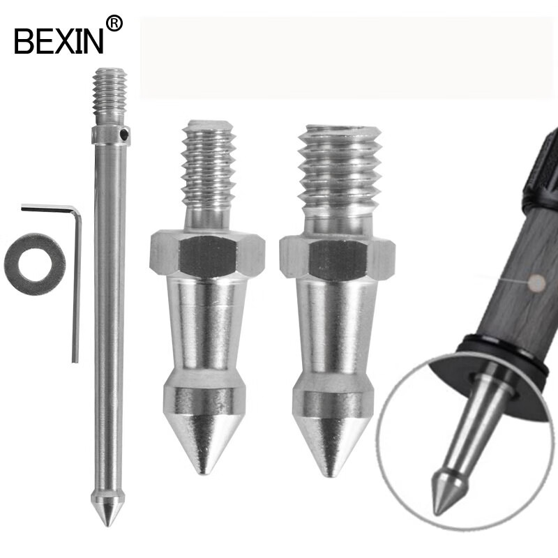 贝欣（BEXIN）通用三脚架独脚架登山杖1/4 M8 3/8螺丝不锈钢脚钉防滑耐磨橡胶脚垫户外拍照摄像摄影地钉底座配件 LS006（螺纹M8）