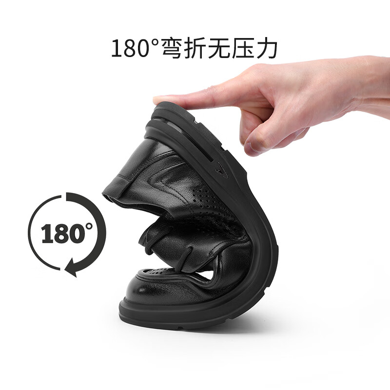 金利来（Goldlion）凉鞋男鞋皮鞋男夏季休闲鞋冲孔透气驾车休闲皮鞋男士皮鞋 黑色 42