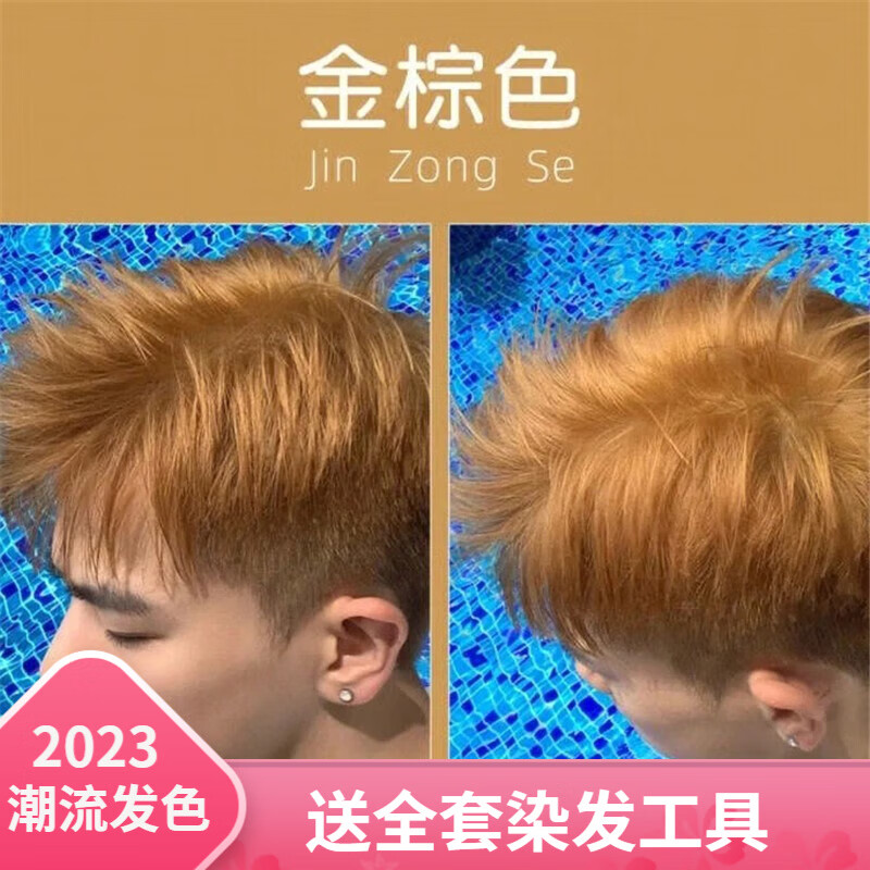 汉淇(han qi)男士专用颜色潮色2023流行色染发膏 金棕色 褪色膏