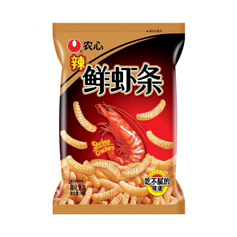 农心国产原味辣味鲜虾条90g办公室休闲膨化小吃零食品 辣味90g*1包
