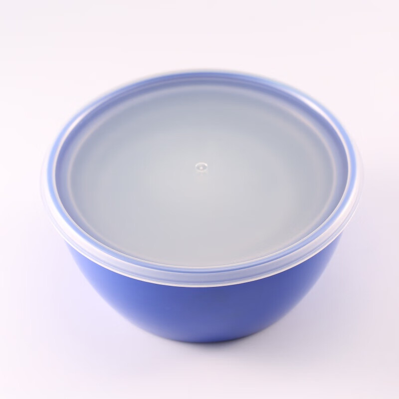 塑料圆形4件套保鲜碗色拉碗带盖冰箱水果保鲜盒套装便当盒收纳盒 蓝色保鲜碗4合一套装
