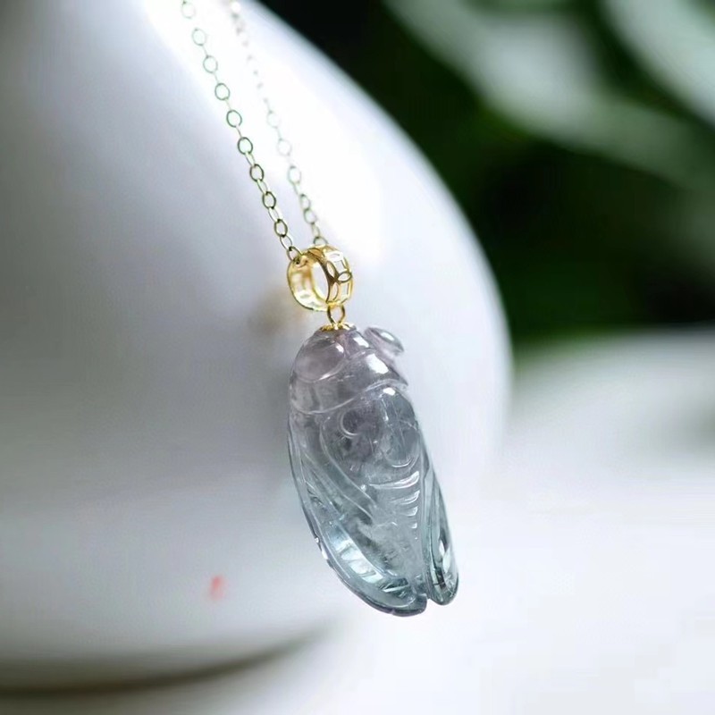 hone)玻璃体西瓜碧玺金蝉一鸣惊人吊坠 学生助学辅助紫碧玺渐变色颜色