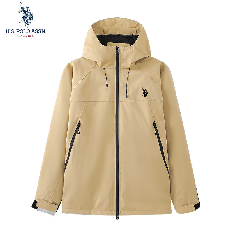 U.S. POLO ASSN.冲锋衣保罗秋冬季户外运动夹克三合一登山服外套上衣男装 枫果黄【三合一】 3XL 185（160-175斤左右）