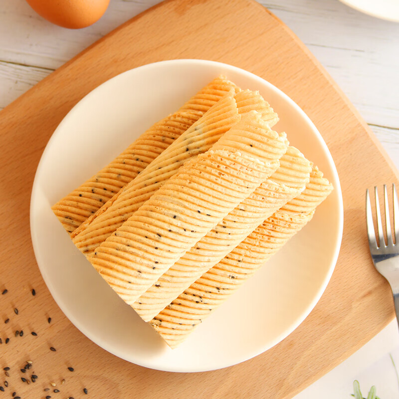 味滋源手工鸡蛋酥老式鸡蛋卷早餐饼干办公室零食休闲食品 【2箱芝麻味+2箱奶香味】共 800g
