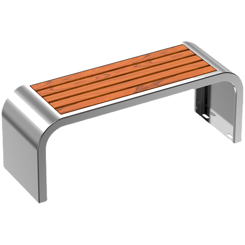 皇傲 不锈钢公园椅户外庭院双人长条凳子室外无靠背座椅花园景区广场长椅子防腐木塑木休闲凉亭铁座椅  回形-加重不锈钢【1.5米】【精品塑木】