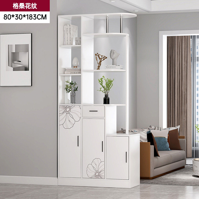现代简约客厅进门带隔断一体欧式靠墙装饰柜子 三门一抽格桑花纹80cm
