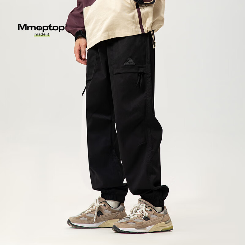 MMOPTOP美式工装裤子男士夏季薄款机能风束脚运动休闲长裤2378黑色XL