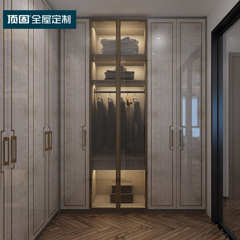 顶固全屋定制家具主卧衣柜实木衣橱衣帽间定制卧室四门大衣柜入户玄关