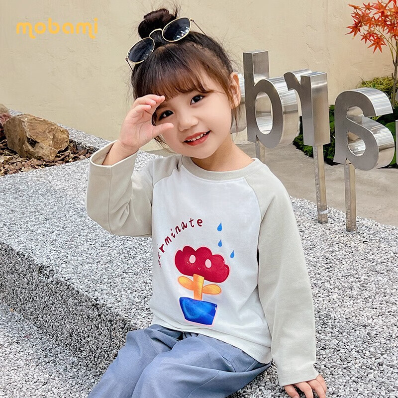 Ħ���ף�mobami��mobami����200g��Ӥ���·�����T����ͯ���������T����Ůͯ���� ��ɫ 130cm