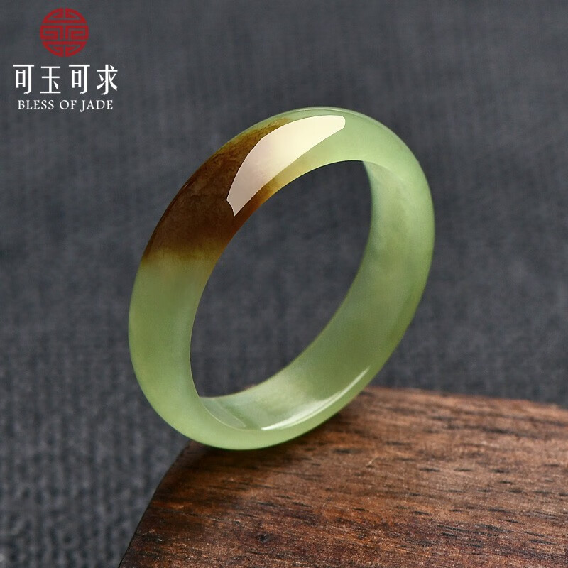 可玉可求中秋节礼物和田玉戒指 男女款青白色带糖玉戒指玉石指环 约16毫米怎么看?